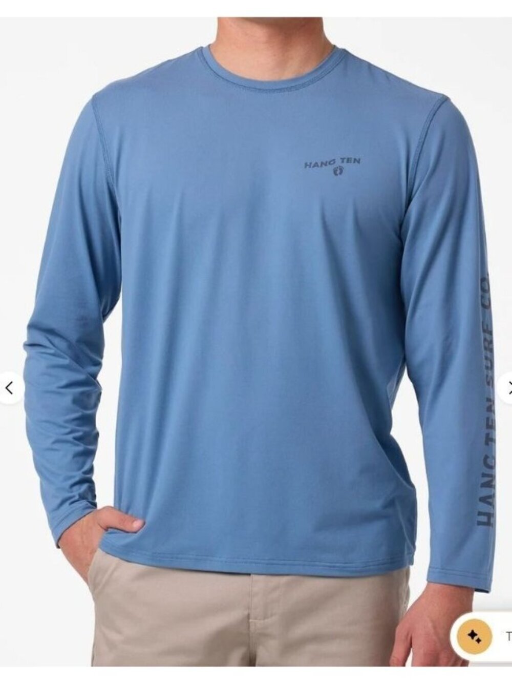 NWOT Hang Ten Men's XL Long Sleeve UPF 50+ Surf Crewneck Shirt Blue